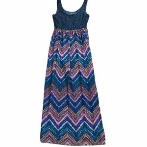 Lily Rose Crochet and Print Maxi Dress
